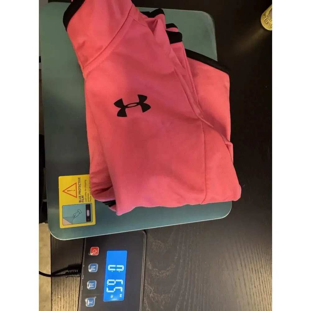 Under Armour Full Zip Sport Jacket Girls Size 5 Hot Pink Black Pockets Logo